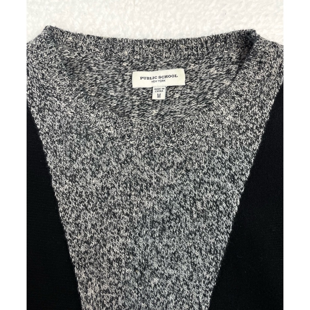 PUBLIC SCHOOL • NY Sana Black/Grey Colorblock Cropped Crewneck Knit Sweater, M - Picture 12 of 16